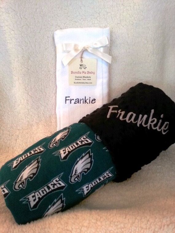 Philadelphia Eagles Baby Blanket Minky NAME Embroidered Gift