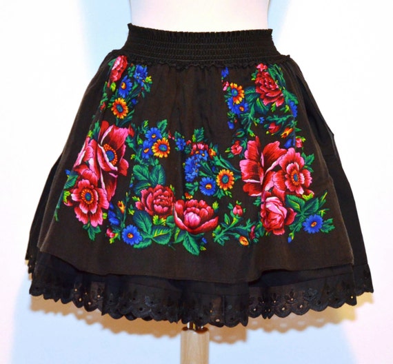 OOAK Skirt Gypsy Skirt Flower Skirt Russian Skirt Gypsy style