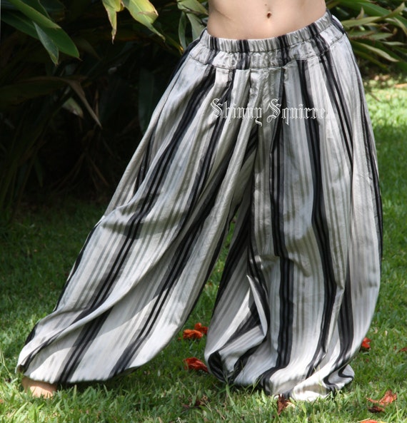 black and white striped harem pants