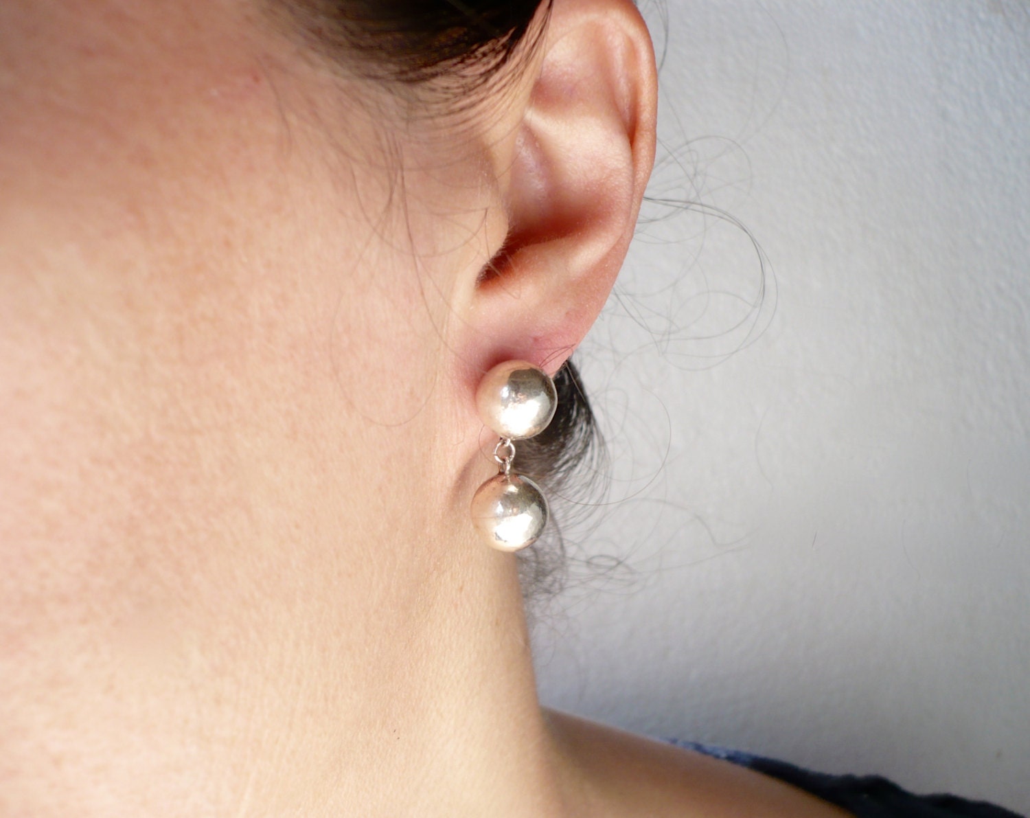 sterling silver double ball earrings