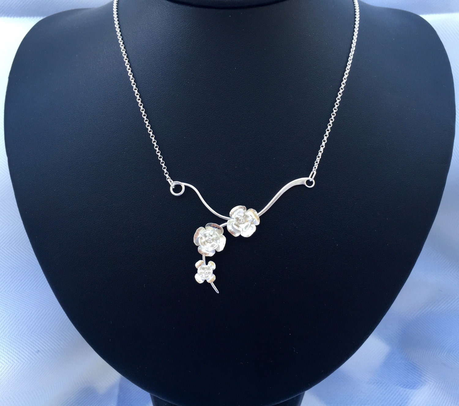 Sterling Silver Cherry Blossom Necklace Pendant SS p3735N