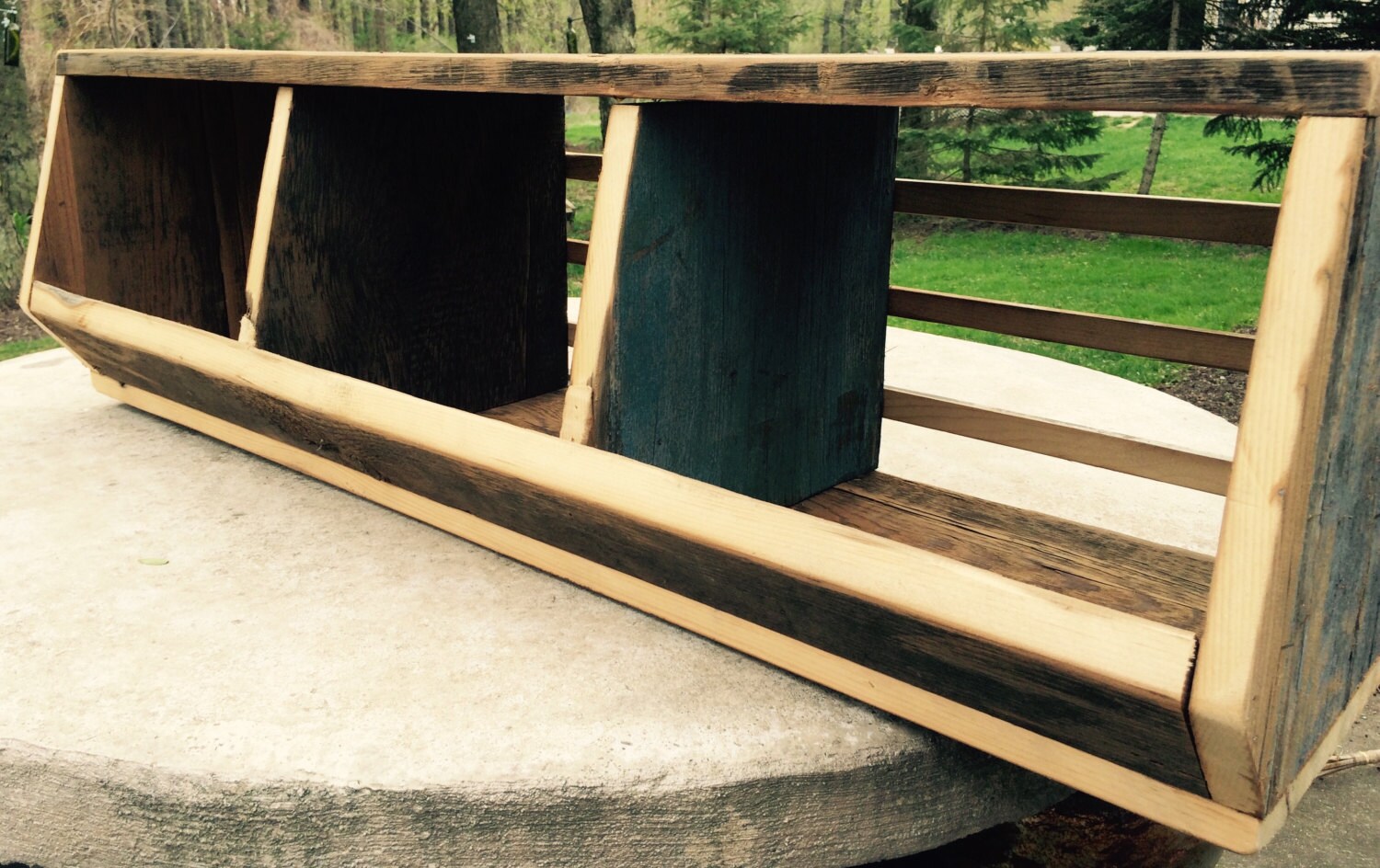 Stackable reclaimed wood storage bins