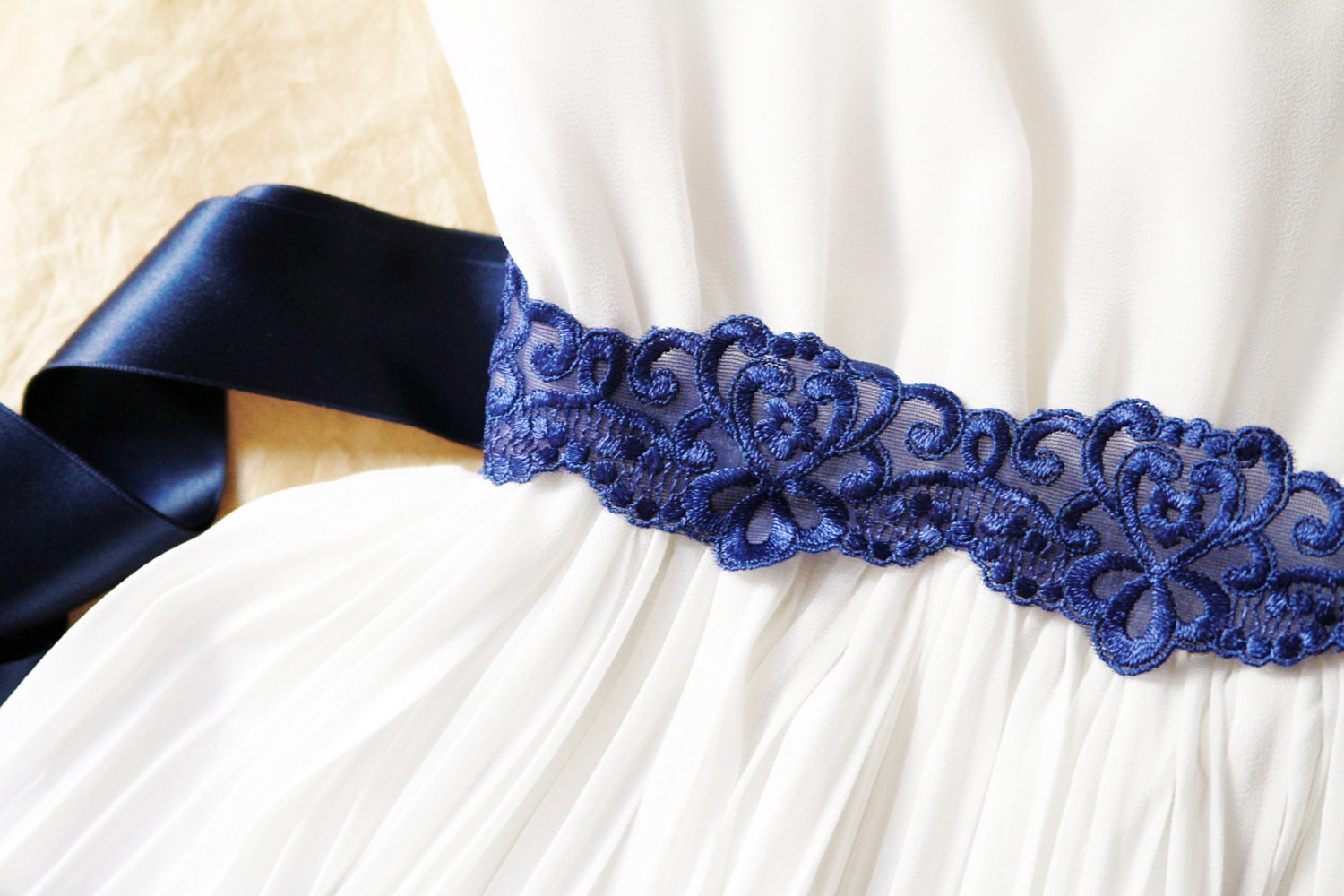 Bridal Embroidery Lace Ribbon Sash Belt Wedding by NAFEstudio