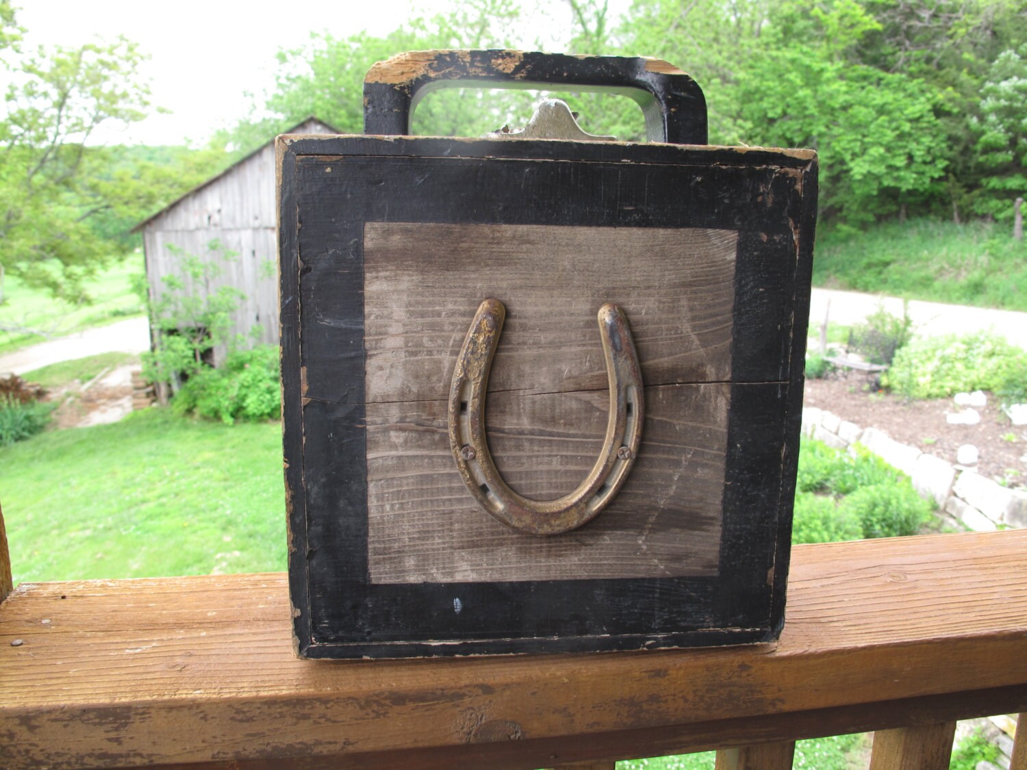 Lucky Horseshoe Box Hinged Box Horse Shoe Wooden Farm
