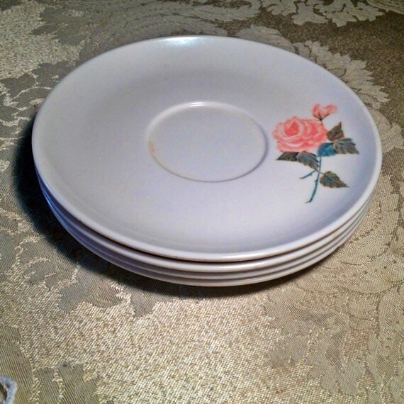 Vintage Melmac Rose Saucers by Brookpark by vintagepoetic on Etsy