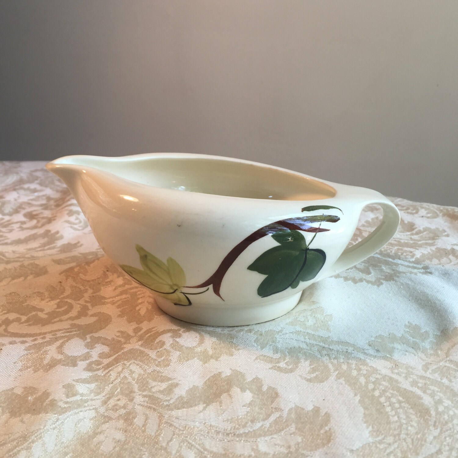 Green Ivy Gravy Boat by Blue Ridge Pottery / China Gravy Boat Haute Juice