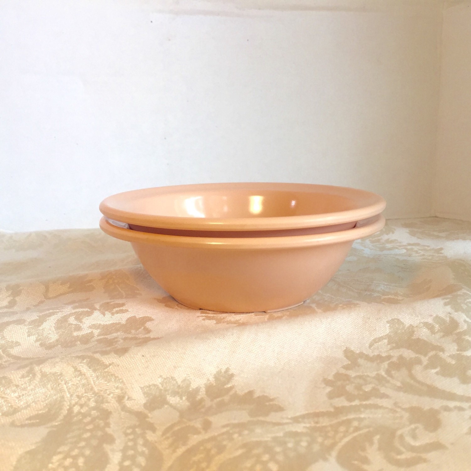 Vintage Melmac Pastel Pink Melamine Dessert Bowls by