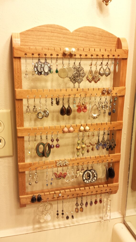 WallHanging Earring Holder Display 10"x16", Wood, Holds up to 82 pairs