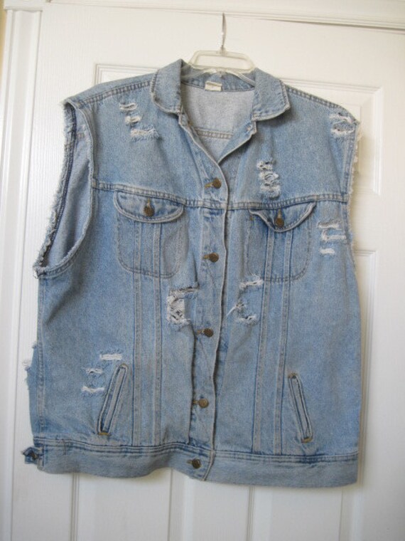 Mens LEE upcycled denim cut off jacket/vest size XL