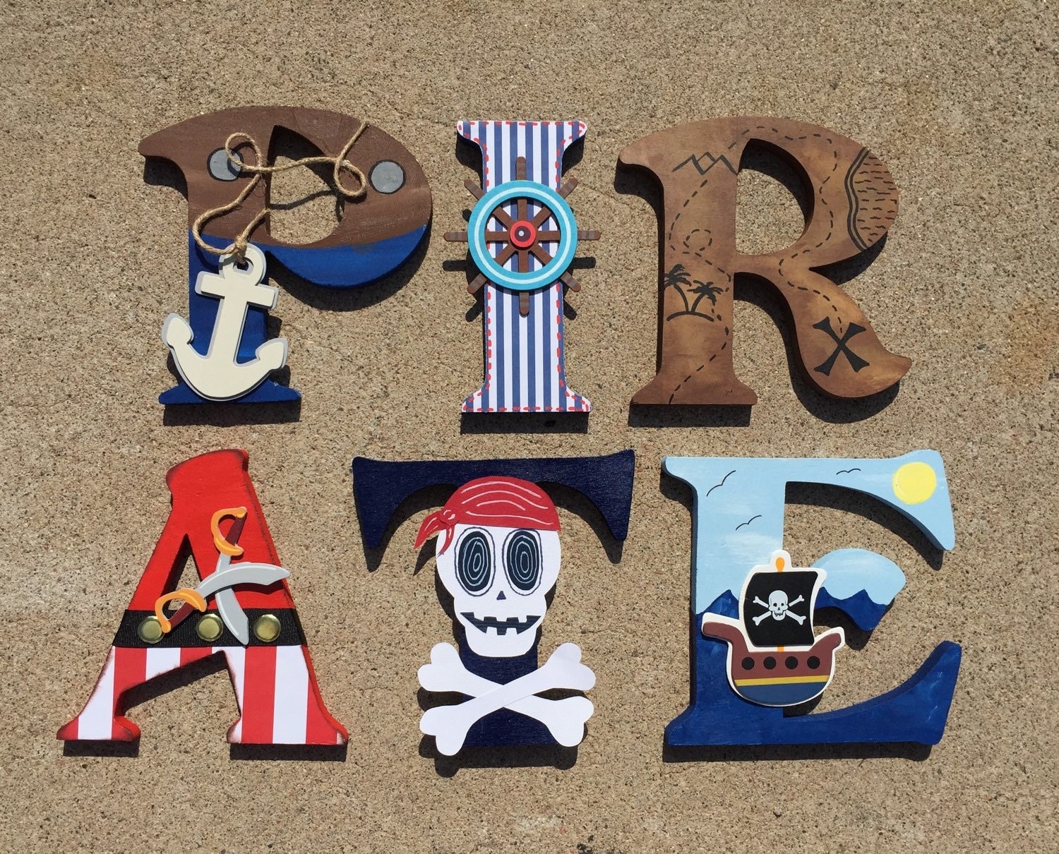 Pirate Wooden Letters Pirate Letters Custom by KidMuralsbyDanaR