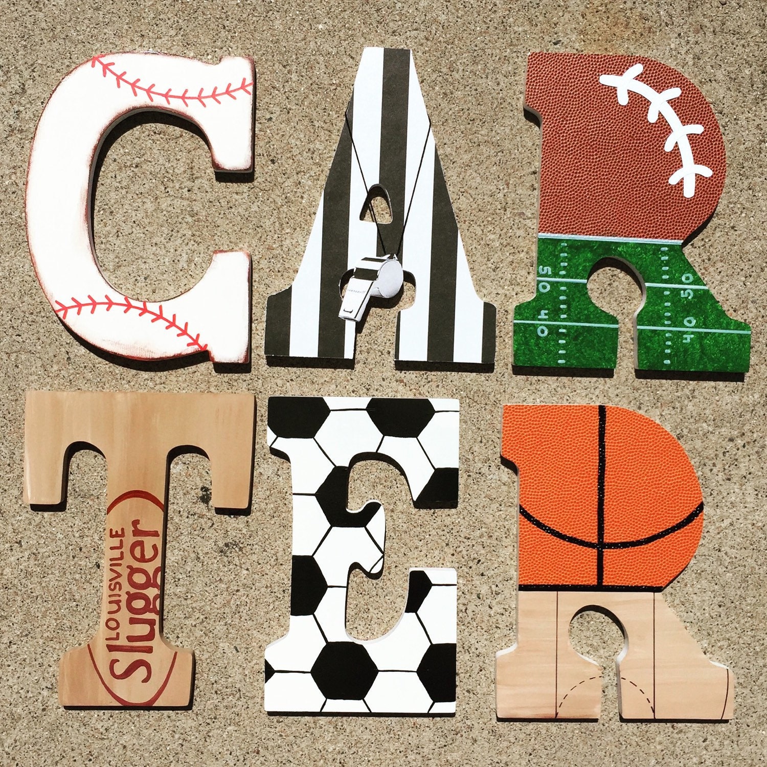 Wooden Sports Letters Wood Sport Initials Basketball