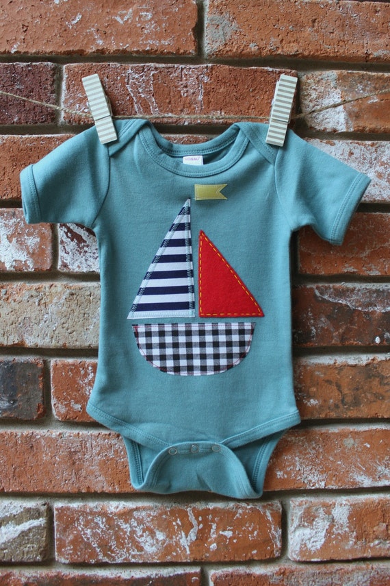 Sailboat Onesie Size 36 months ready to by HelloHighHandmades