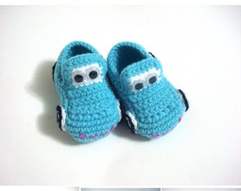 baby boy shoes, Baby Booties Cars blue turquoise , baby slippers, baby booties 0 12 month baby, crochet baby shoes, baby shower gifts