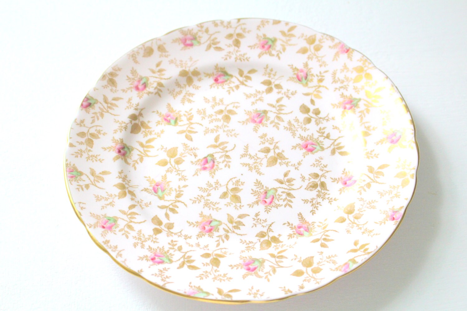 Rare Chintz Plate Antique English Fine Bone China Plate by