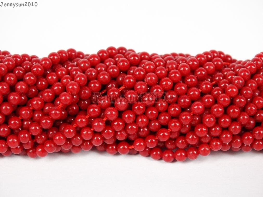 Natural Red Coral Gemstone Small Size 2mm 3mm Smooth Round