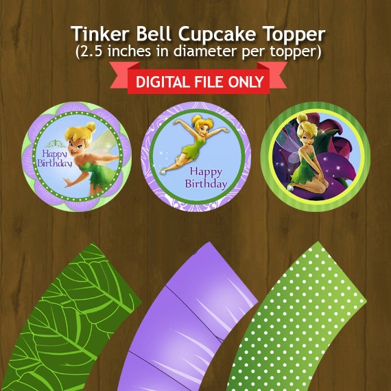 Tinker Bell Printable Cupcake Toppers with by SplashboxPrintables