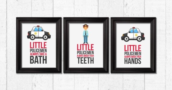Little policemen take a bath Police officer Decor boys Little policemen take a bath Police officer Decor boys
