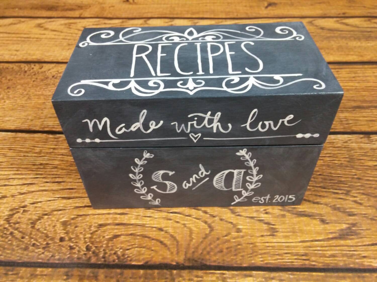 Custom Chalkboard Recipe Box by tigerlilyterrace on Etsy