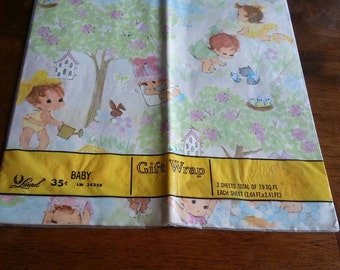 Vintage baby gift wrap, baby girl, NOS, original package