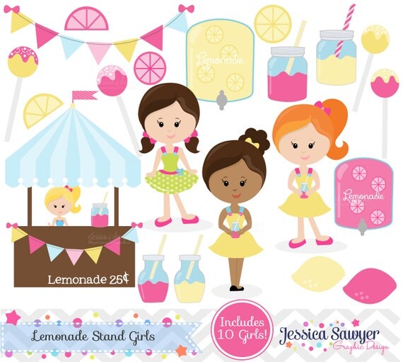 INSTANT DOWNLOAD, mason jar lemonade stand clip art, lemon clipart, commercial use, invitation, graphic, summer design Il_570xn