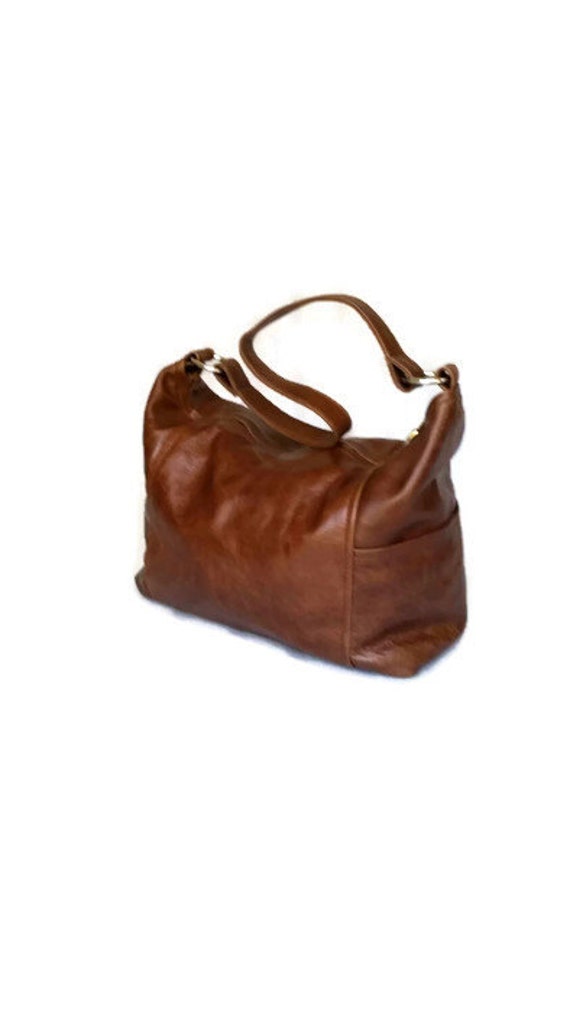 Brown leather purse / distressed hobo bag purse / everyday