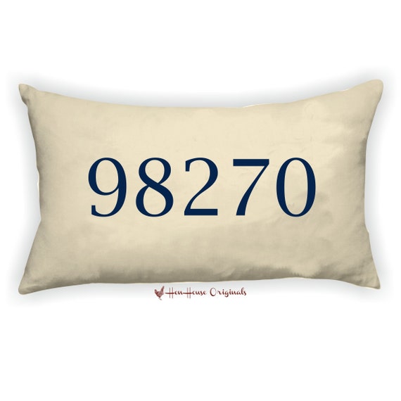 Zip Code Pillow Long Pillow Address Pillow by henhouseoriginals