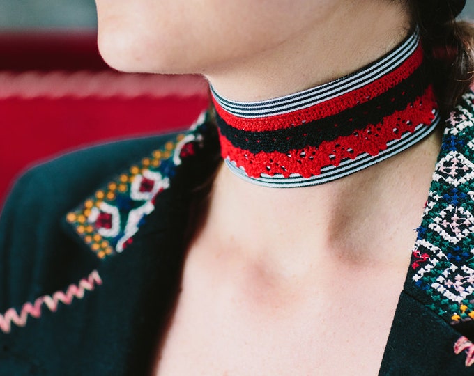 Black Red White Chocker Textile Neck Collar Short Women Necklace Neck Cuff Girlfriend Gift Mother christmas gift from daughter