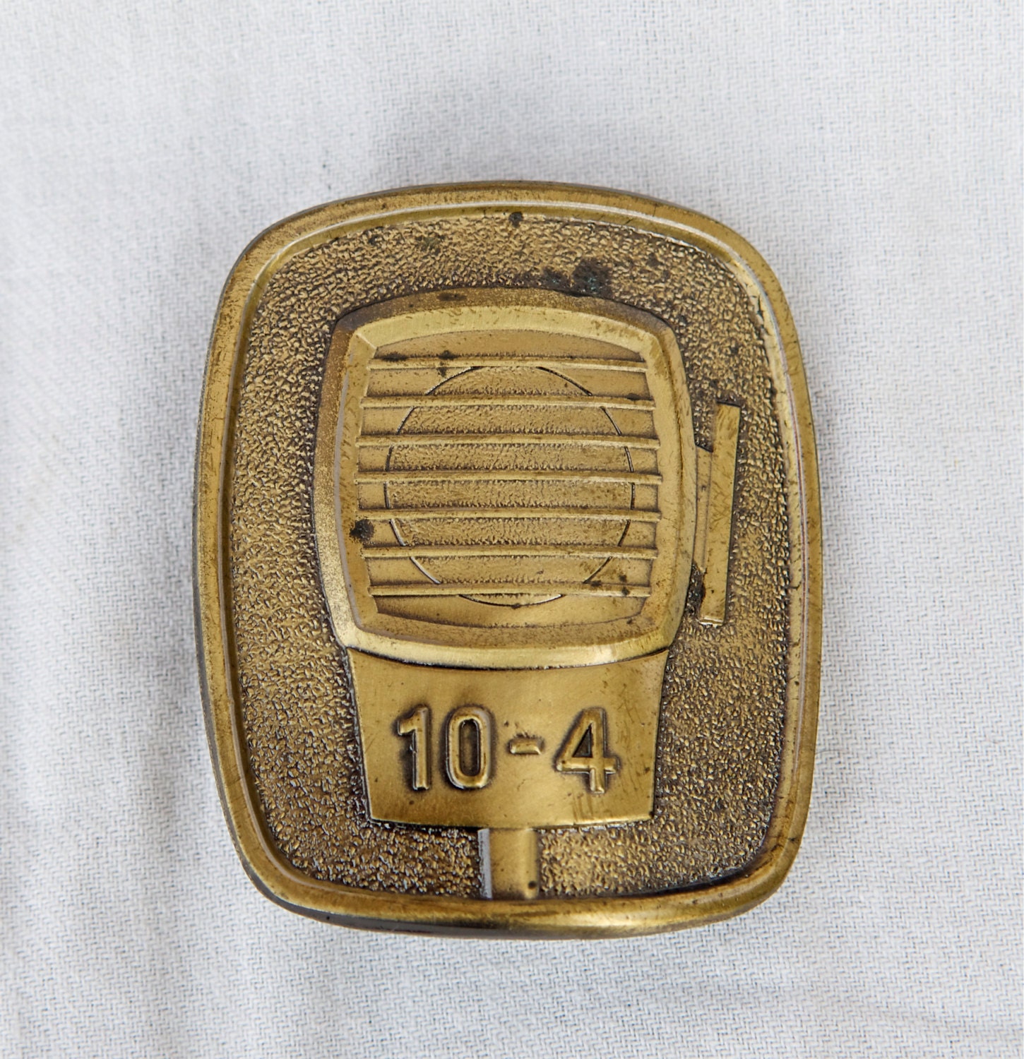 1976 brass belt buckle…10-4 buckle…CB radio belt buckle…Lewis Buckles, Chicago. – Haute Juice