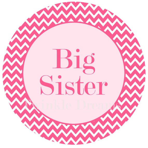 Items similar to INSTANT DOWNLOAD Big Sister Pink Chevron Digital Image ...