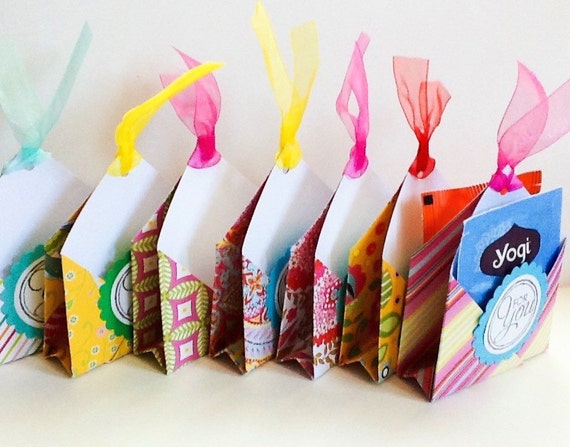 Handmade tea bag holders: tea Party Favors gift card by Wcards