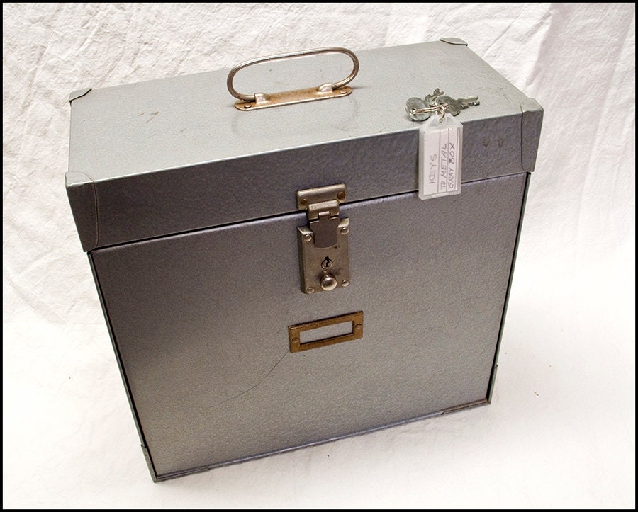 Vintage Heavy Duty Steel File Lock Box with Keys Haute Juice