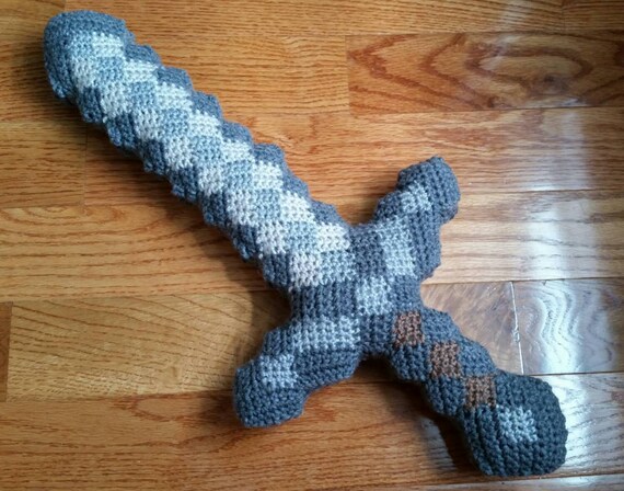 LWC Crochet Plush Minecraft Sword by LittleWishCafe on Etsy