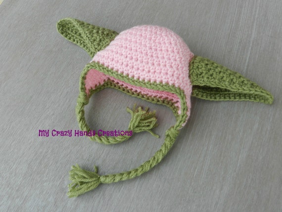 Yoda crochet hat for girls by Mycrazyhandscreation on Etsy