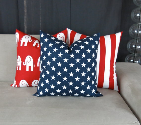 Republican Pillow Covers Red White & Blue by DeliciousPillows