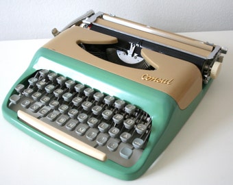 SUMMER SALE 30% OFF!! Vintage. Consul. Typewriter. Green-blue/beige- Made in Czechoslovakia (TY105)