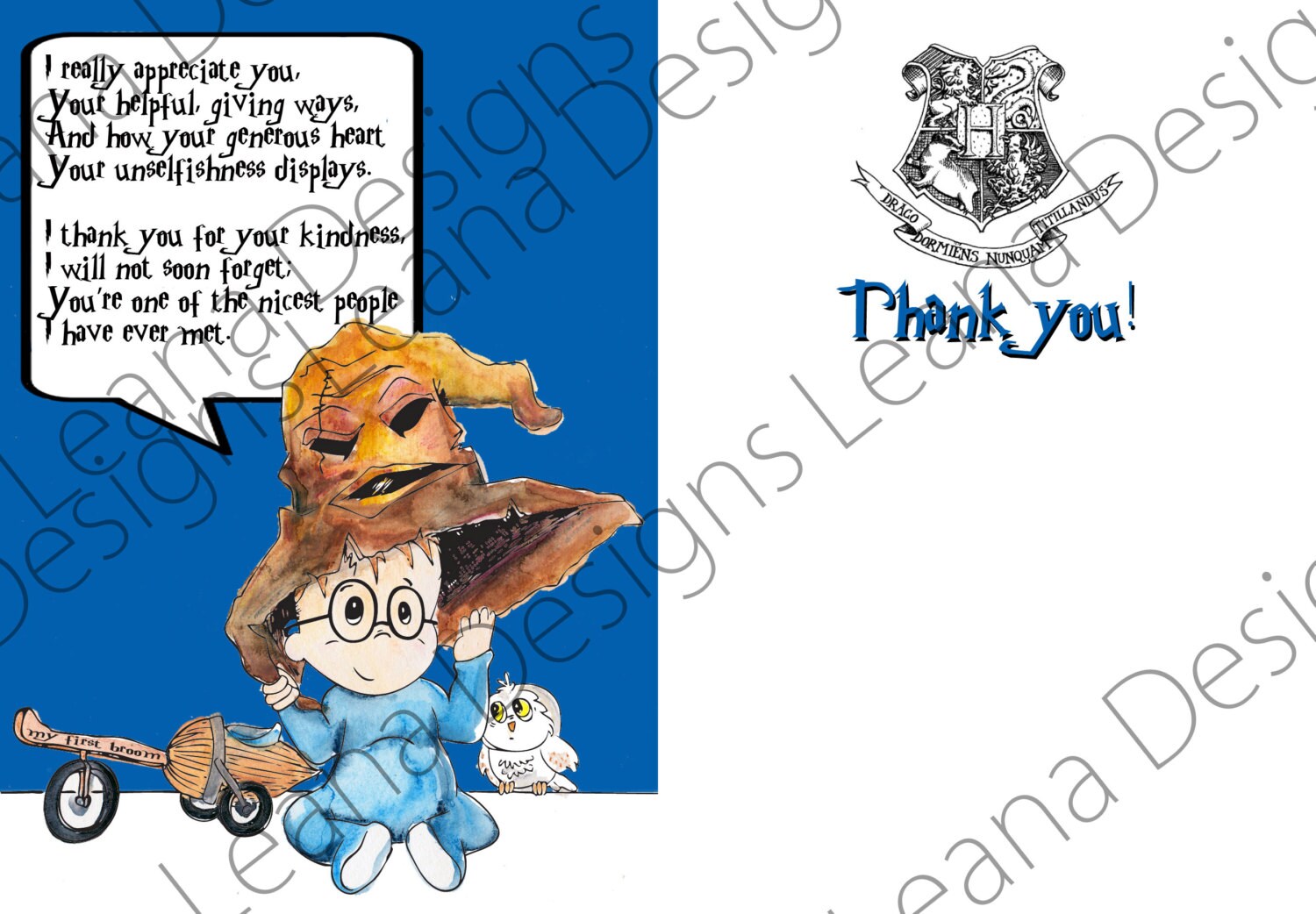 Harry Potter Thank You Card by leanadesigns on Etsy