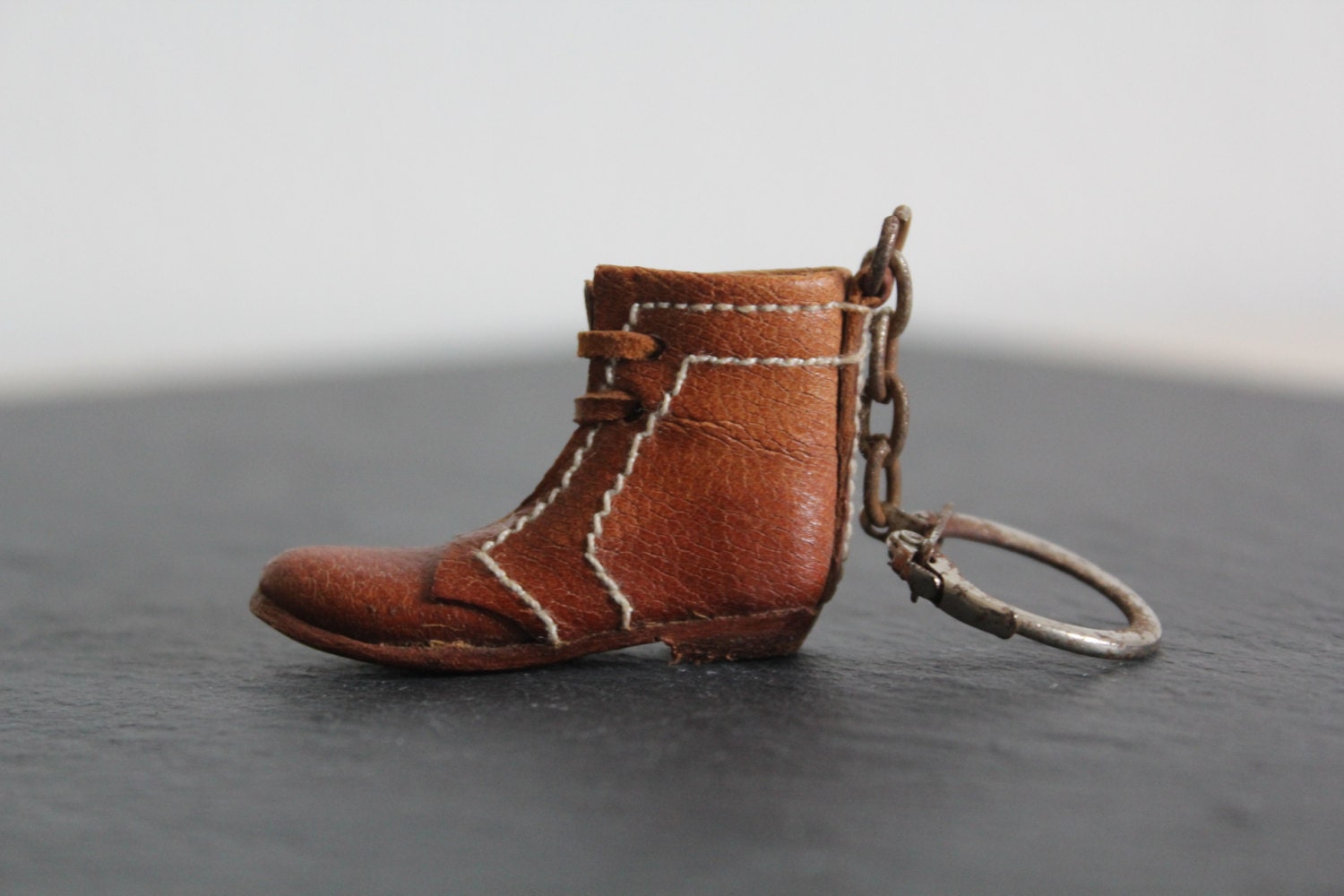 SALE 50 OFF Vintage Shoe Keychain Leather Key by CakeNumber9