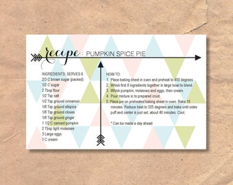 Printable & Editable Recipe Cards: Instant Download Modern Triangle
