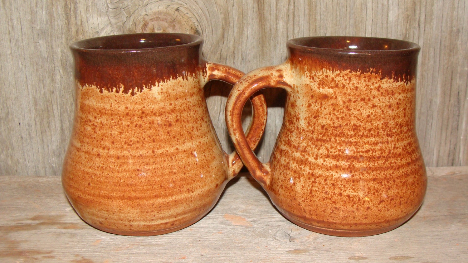 Pair of Rustic Beige 12 oz. Coffee Mugs by RuddyWatersPottery