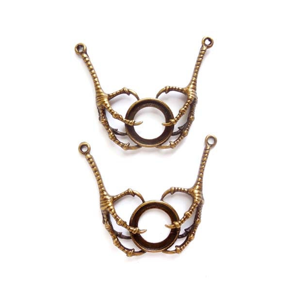 2 Antique Bronze Dragon Claw Cabochon Settings 22131