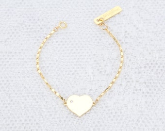 Gold Heart Bracelet, Dainty Love Bracelet, Friendship Bracelet, Bridesmaid Bracelet, Layered Bracelet, Everyday Gold Filled Jewelry.