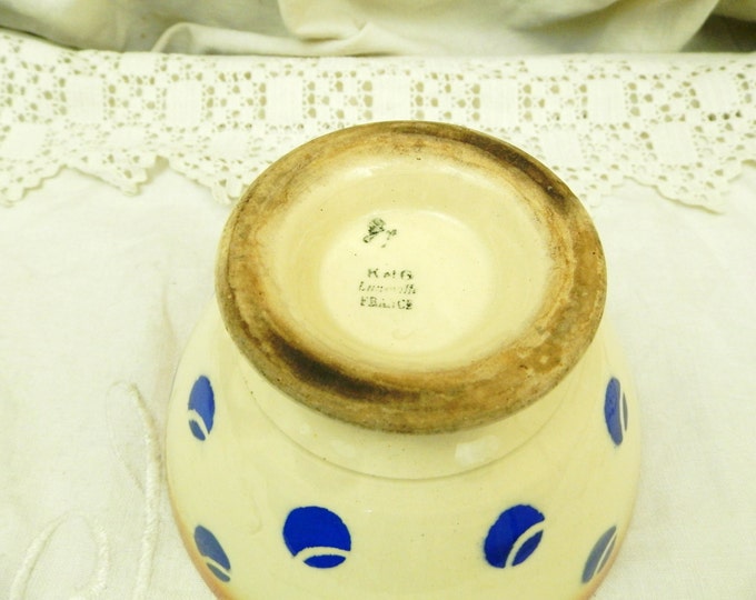 Chippy Antique Farmhouse Ceramic K et G Luneville Café au Lait Bowl / Vintage French Country Decor Coffee Bowl, Country Farmhouse Decor