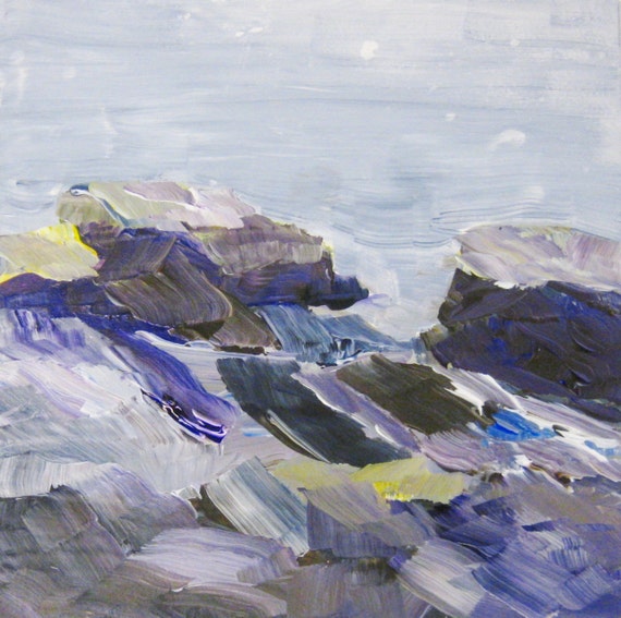 Abstract Painting Rocks on the Coast Original Acrylic Painting