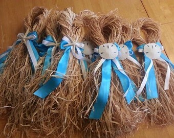 Starfish, Sand dollar Raffia Aisle hangers. Set of 10