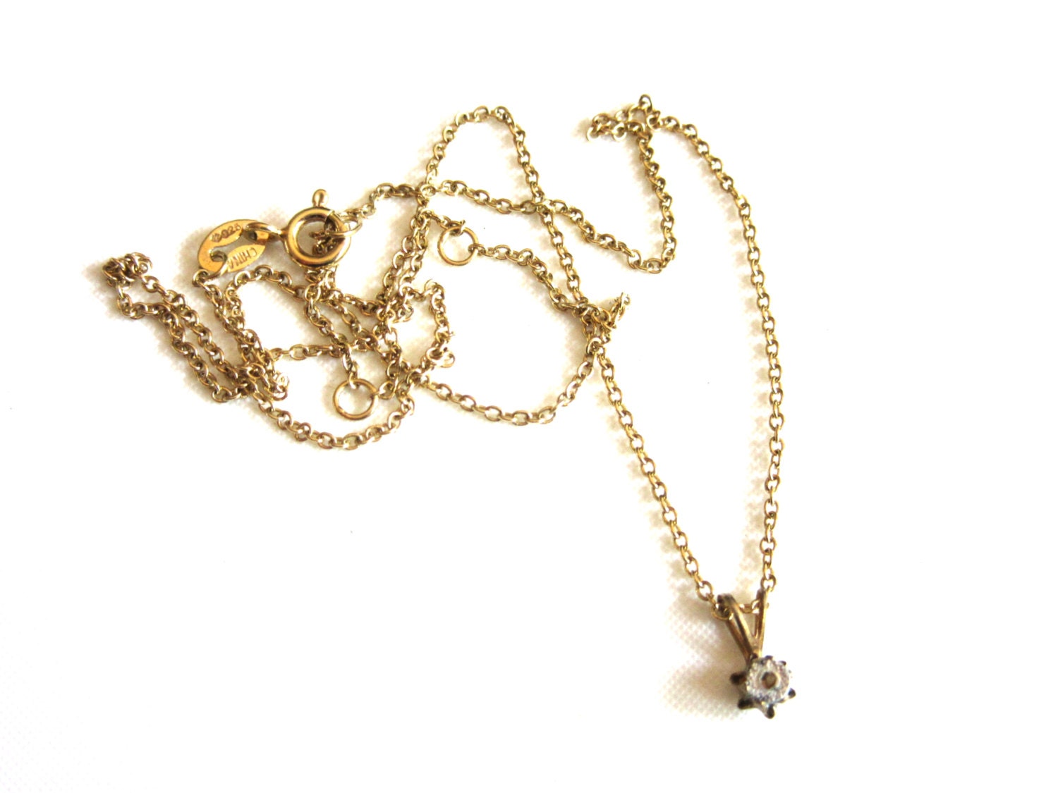 Tiny Diamond Chip Pendant Necklace Gold Vermeil by TheGatsbyGals