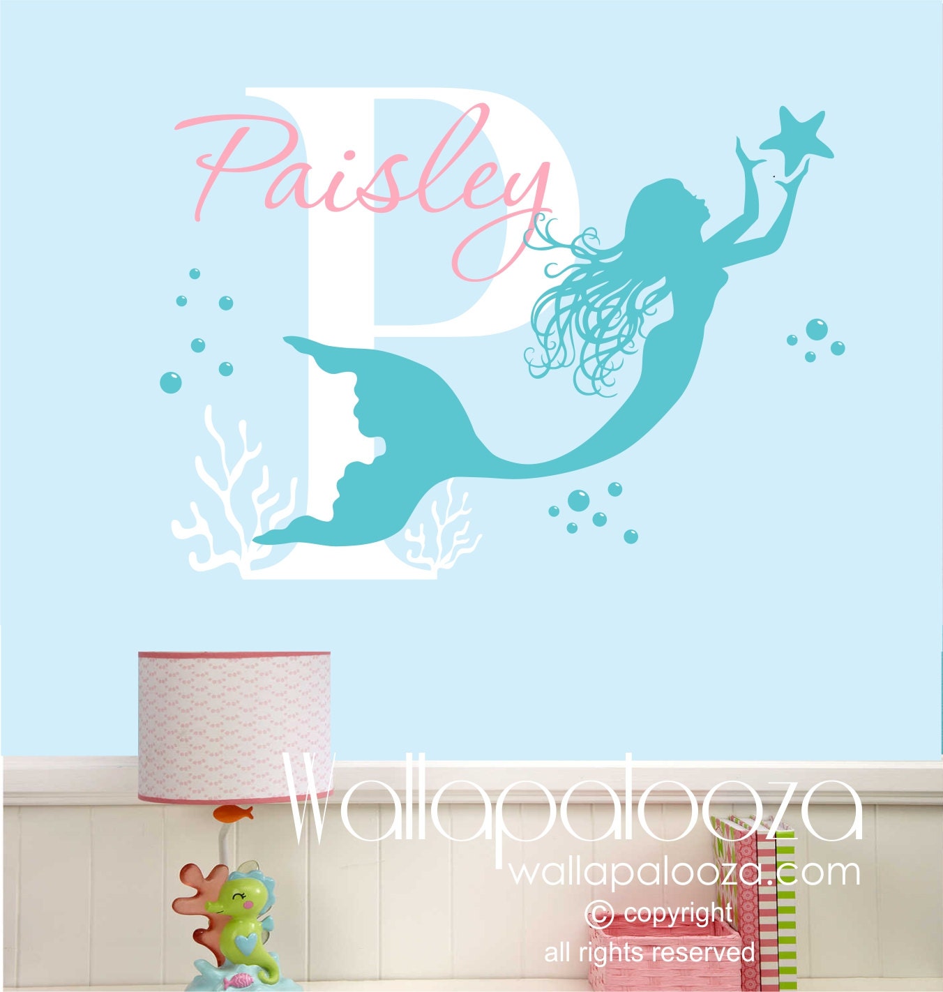 Mermaid wall decal Nursery Wall Art custom wall art decal
