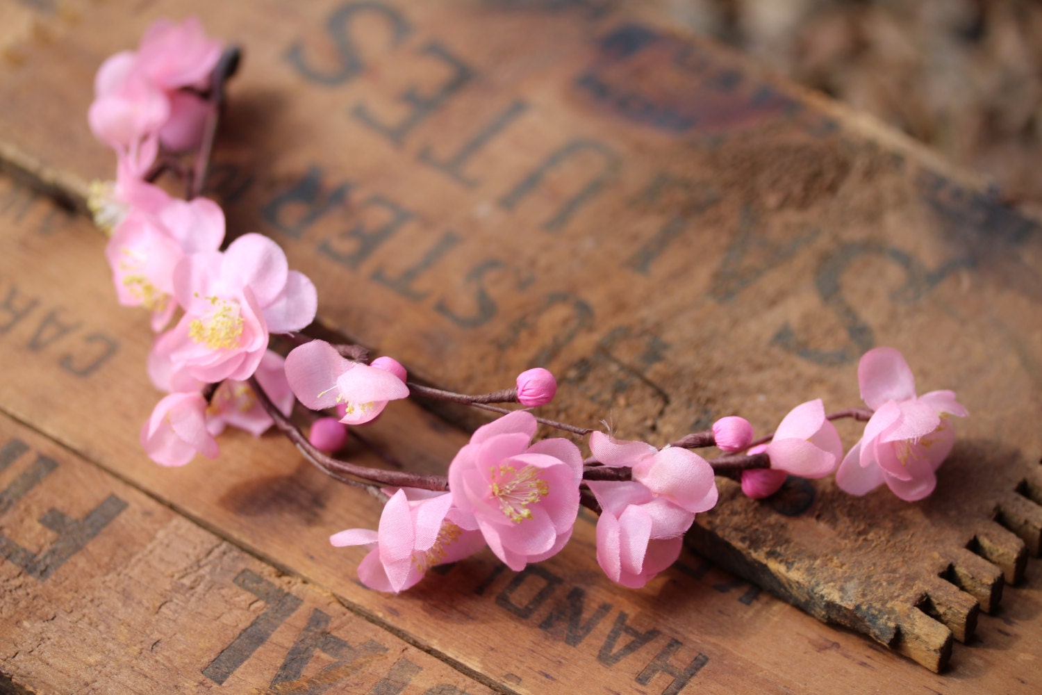 Cherry Blossom Headpiece Pink Hair Accessory Spring Flower