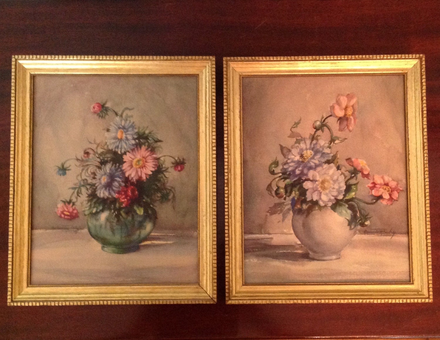 Pair of framed Countess Zichy floral still life prints