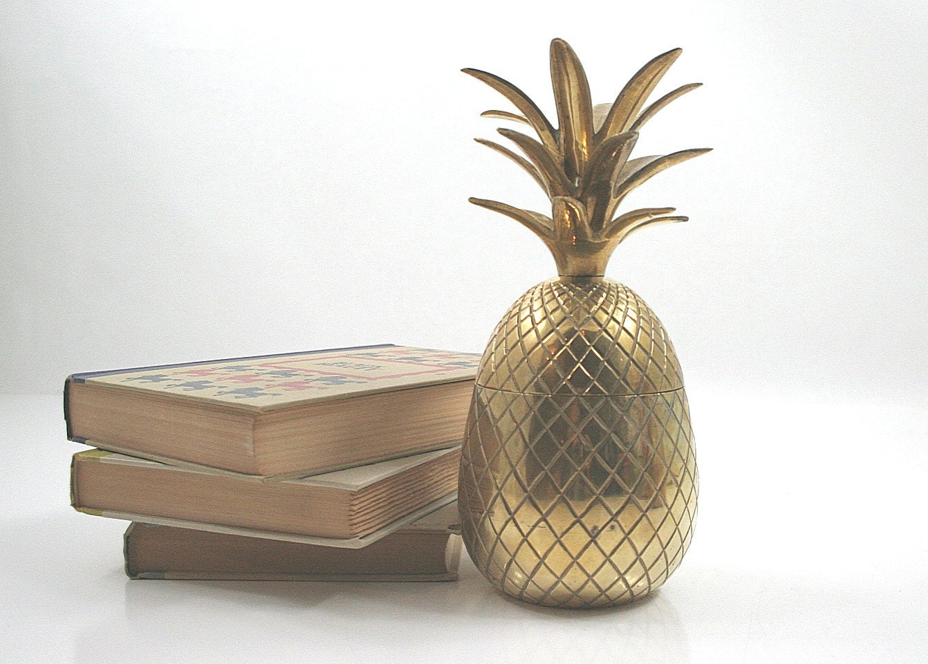 Vintage Brass Pineapple Container 8 1/2 inches tall Haute Juice
