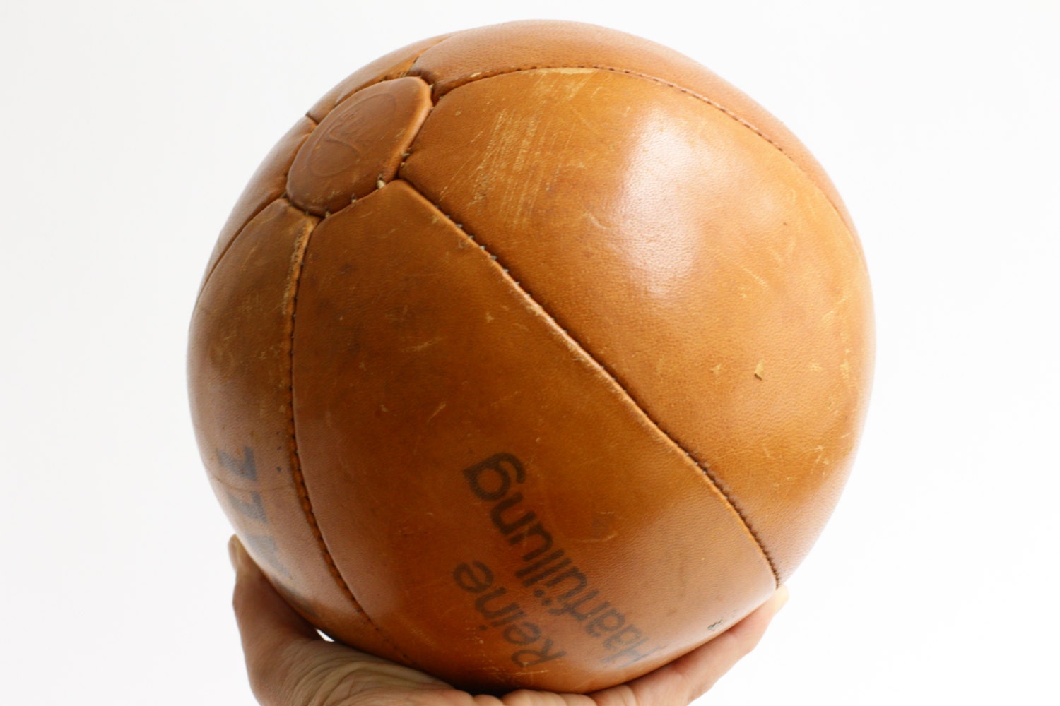 Small Vintage Leather Medicine or Weight Ball by CrolAndCo